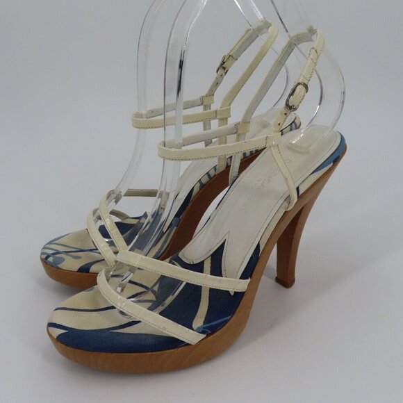Dolce & Gabbana 38 EU 8 US Patent Strappy Wood Platform Heel Sandals Italy - Picture 15 of 16